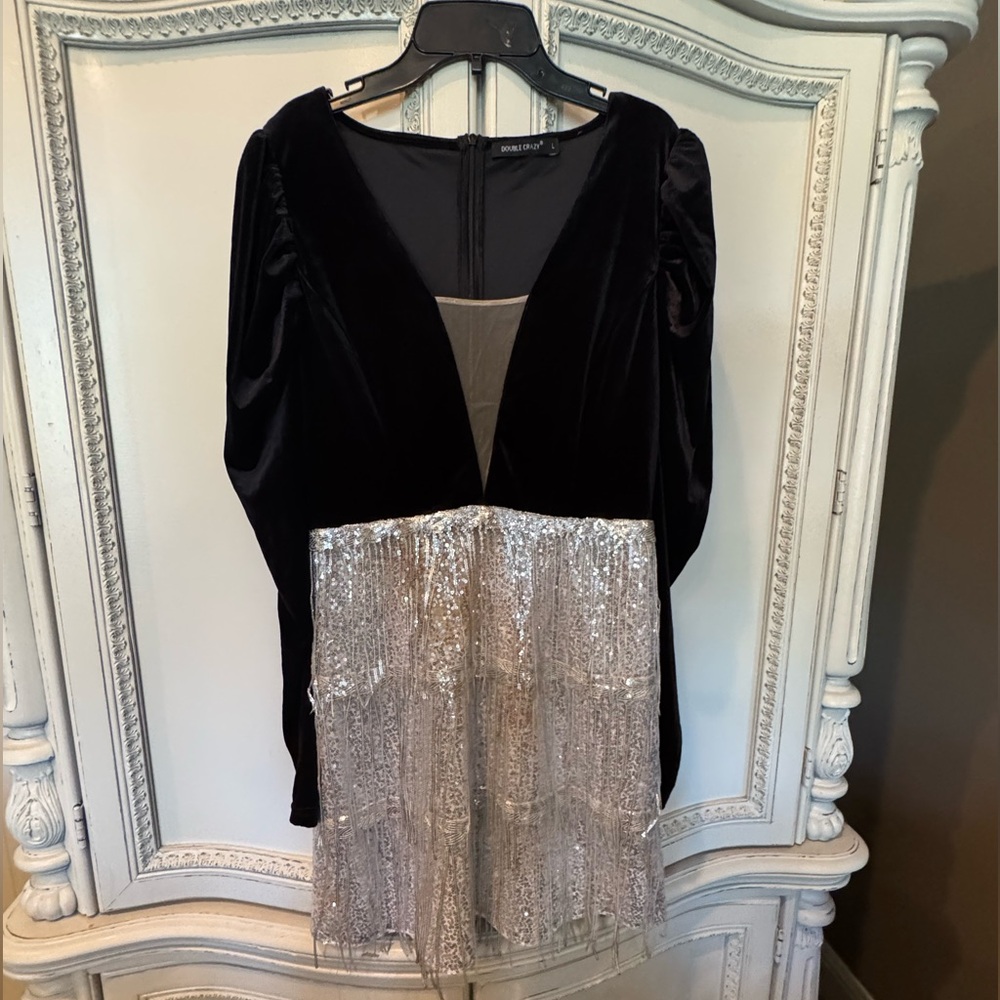 Black and Silver Sequin Dress